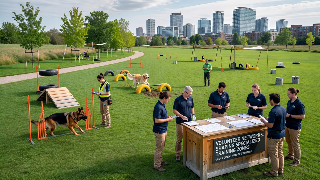 How Volunteer Networks Shape Specialized Training Zones in Urban Canine Meadows
